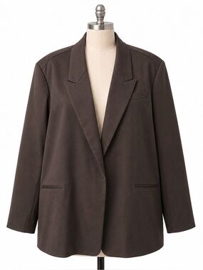 Ashley Graham Dark Java Oversized Tailored Blazer Jacket – Plus Size 5X